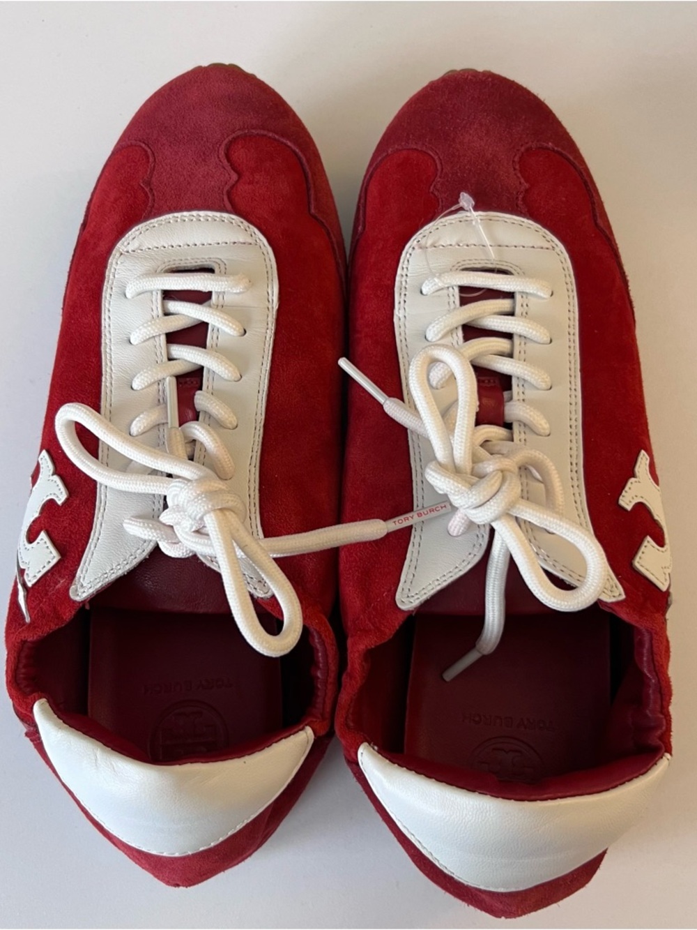 New Tory Burch Suede Lace-Up Sneakers - Picture 6 of 13